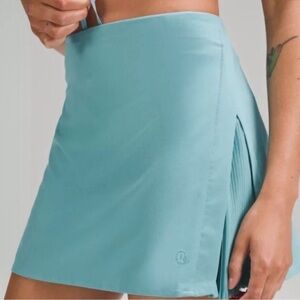 Lululemon Peek Pleat High Rise Tennis Skort Pockets Teal Blue Size 4